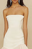 Load image into Gallery viewer, White Strapless Bodycon Satin Asymmetrical Graduation Dress