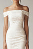 Load image into Gallery viewer, White Lace Asymmetrical Bodycon Graduation Dress with Fringes