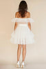 Load image into Gallery viewer, White Ruffled A Line Off the Shoulder Tulle Graduation Dress