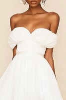 Load image into Gallery viewer, White Chiffon A Line Pleated Graduation Dress