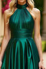 Load image into Gallery viewer, Dark Green Satin A Line Long Prom Dress with Slit