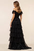 Load image into Gallery viewer, Chiffon A Line Tiered Long Black Tie Dress with Slit