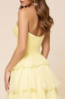 Load image into Gallery viewer, Daffodil Ball Gown Tulle Keyhole Long Prom Dress with Slit