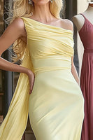 Load image into Gallery viewer, Daffodil Mermaid Chiffon One Shoulder Long Prom Dress with Sash