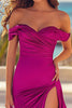 Load image into Gallery viewer, Fuchsia Mermaid Satin Ruched Long Prom Dress with Slit