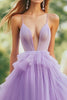 Load image into Gallery viewer, Lilac A Line Tulle Ruffled Long Prom Dress