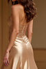 Load image into Gallery viewer, Metallic Gold A Line Sweetheart Long Prom Dress with Slit