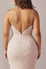 Load image into Gallery viewer, Pink Lace Mermaid Spaghetti Straps Long Prom Dress with Slit