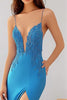Load image into Gallery viewer, Royal Blue Spaghetti Straps Long Mermaid Prom Dress with Lace