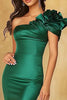 Load image into Gallery viewer, Dark Green Satin One Shoulder Long Mermaid Prom Dress