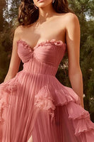 Load image into Gallery viewer, Dusty Rose Sweetheart Long Ball Gown Prom Dress with Ruffles