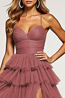 Load image into Gallery viewer, Desert Rose Tulle Long Ball Gown Prom Dress with Ruffles