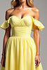 Load image into Gallery viewer, Light Yellow Chiffon Long Ball Gown Prom Dress with Ruffles