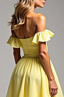 Load image into Gallery viewer, Light Yellow Chiffon Long Ball Gown Prom Dress with Ruffles