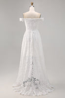 Load image into Gallery viewer, White Lace Off The Shoulder High-Low A Line Boho Maxi Dress