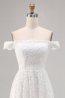 Load image into Gallery viewer, White Lace Off The Shoulder High-Low A Line Boho Maxi Dress