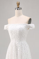Load image into Gallery viewer, White Lace Off The Shoulder High-Low A Line Boho Maxi Dress