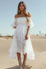 Load image into Gallery viewer, White High-Low A Line Boho Graduation Dress with Pleats