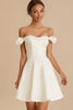 Load image into Gallery viewer, White Satin A Line Short Graduation Dress with Ruffles