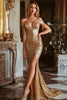 Load image into Gallery viewer, Sparkly Gold Sequin Mermaid Long Prom Dress with Slit