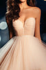 Load image into Gallery viewer, Champagne Tulle Sweetheart Ball Gown Long Prom Dress with Slit