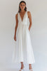 Load image into Gallery viewer, White Chiffon V-Neck Long Engagement Dress