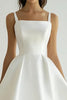 Load image into Gallery viewer, White Satin Square Midi A Line Engagement Dress