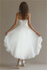 Load image into Gallery viewer, White Chiffon Strapless High-Low Engagement Dress with Ruffles