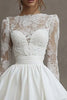 Load image into Gallery viewer, White Satin Bateau Short Long Sleeves Graduation Dress with Lace