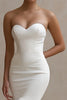 Load image into Gallery viewer, White Satin Sweetheart High-Low Engagement Dress with Ruffles