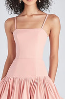 Load image into Gallery viewer, Pink Satin Short A Line Graduation Dress with Ruffles