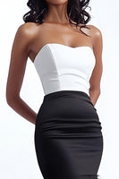 Load image into Gallery viewer, Black and White Mermaid Long Prom Dress with Ruffles