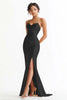 Load image into Gallery viewer, Rust Satin Mermaid Sweetheart Ruched Long Prom Dress with Slit