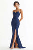 Load image into Gallery viewer, Rust Satin Mermaid Sweetheart Ruched Long Prom Dress with Slit