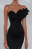 Load image into Gallery viewer, Black Mermaid Asymmetrical Long Prom Dress with Slit