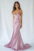Load image into Gallery viewer, Pink Satin Mermaid Spaghetti Straps Long Prom Dress