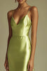 Load image into Gallery viewer, Lemon Green Satin Sheath Spaghetti Straps Long Prom Dress