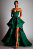 Load image into Gallery viewer, Fuchsia Satin A Line Pleated Ball Gown High Low Prom Dress with Ruffles
