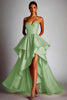 Load image into Gallery viewer, Fuchsia Satin A Line Pleated Ball Gown High Low Prom Dress with Ruffles