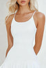 Load image into Gallery viewer, White Satin Scoop Short A Line Graduation Dress with Ruffles