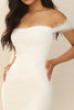 Load image into Gallery viewer, White Short Bodycon Pleated Graduation Dress with Lace