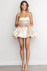 Load image into Gallery viewer, Champagne Satin Sweetheart Short A Line Graduation Dress
