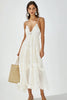 Load image into Gallery viewer, White V Neck Boho Maxi Dress with Ruffles