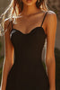 Load image into Gallery viewer, Black Satin Spaghetti Straps Short Cocktail Dress with Ruffles