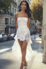 Load image into Gallery viewer, White Lace Strapless High-Low Boho Graduation Dress