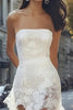 Load image into Gallery viewer, White Lace Strapless High-Low Boho Graduation Dress
