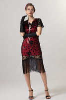 Load image into Gallery viewer, Sparkly Black Golden Bodycon Short Fringe 1920s Dress