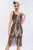 Load image into Gallery viewer, Sparkly Black Golden Bodycon Sequins 1920s Dress with Fringes
