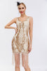 Load image into Gallery viewer, Sparkly Black Golden Bodycon Sequins 1920s Dress with Fringes
