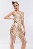 Load image into Gallery viewer, Sparkly Black Golden Bodycon Sequins 1920s Dress with Fringes